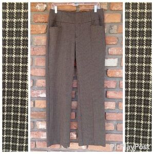 Christopher & Banks Brown Micro-plaid Pull-on Strait Leg Pants Dark Academia